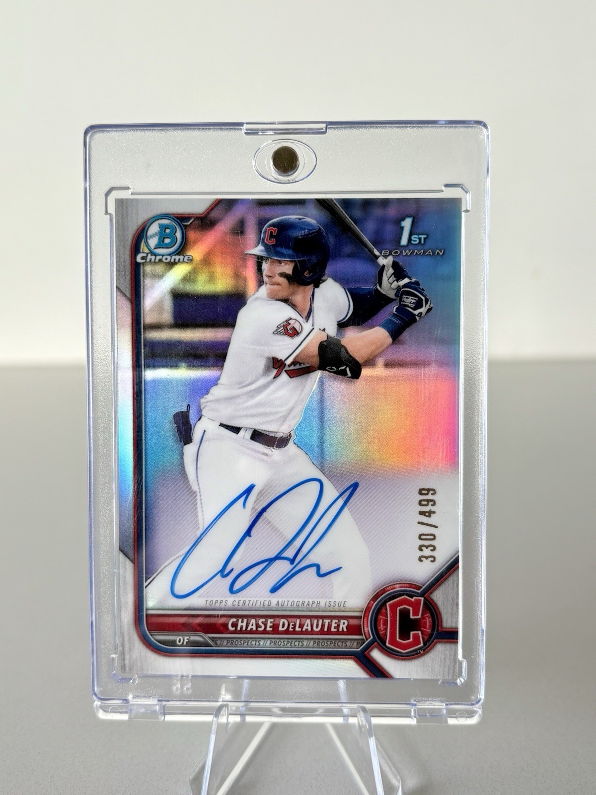 2022 Bowman Draft Chrome Autographs Chase Delauter #CDA-CD Refractor /499