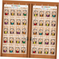 2 Pack Classroom Headphone Storage Organizer with 40 Pockets, PVC Clear 2pcs