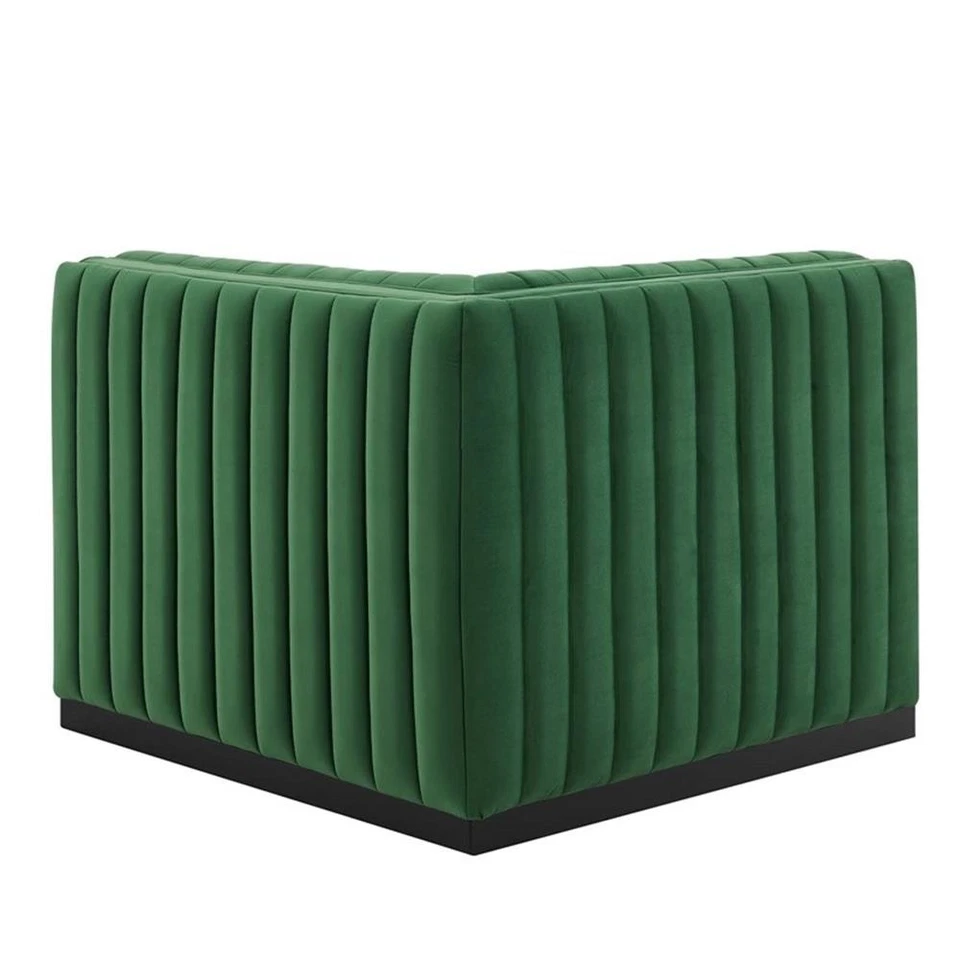 Silla Esquina Izquierda Modway Conjure Moderna Canal Tufted Terciopelo en Verde Esmeralda Foto 4 de 4