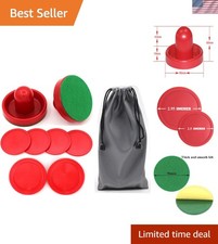 2-Size Air Hockey Paddles  6 Pucks Set - Red, Ergonomic Design