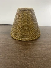 Amber Seed Bead Beaded Clip Light Lamp Shade Empire 4.5