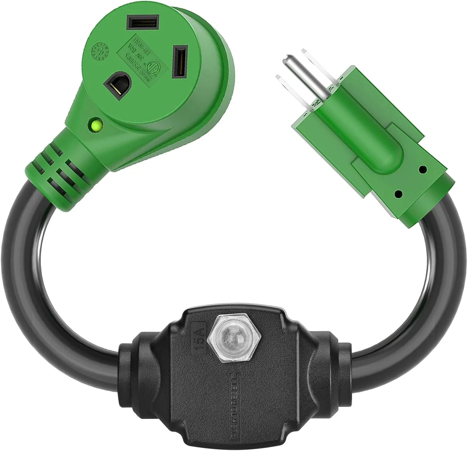 RVGUARD Overload Protector 30 Amp to 110 Volt RV Adapter Cord with Circuit...