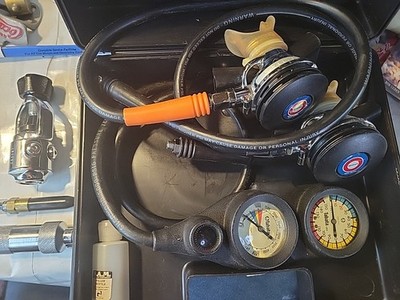 2 Mares MR12 III Regulators W/case & Tabata Gauge.  Air Moisturizer, 1sr Stage.