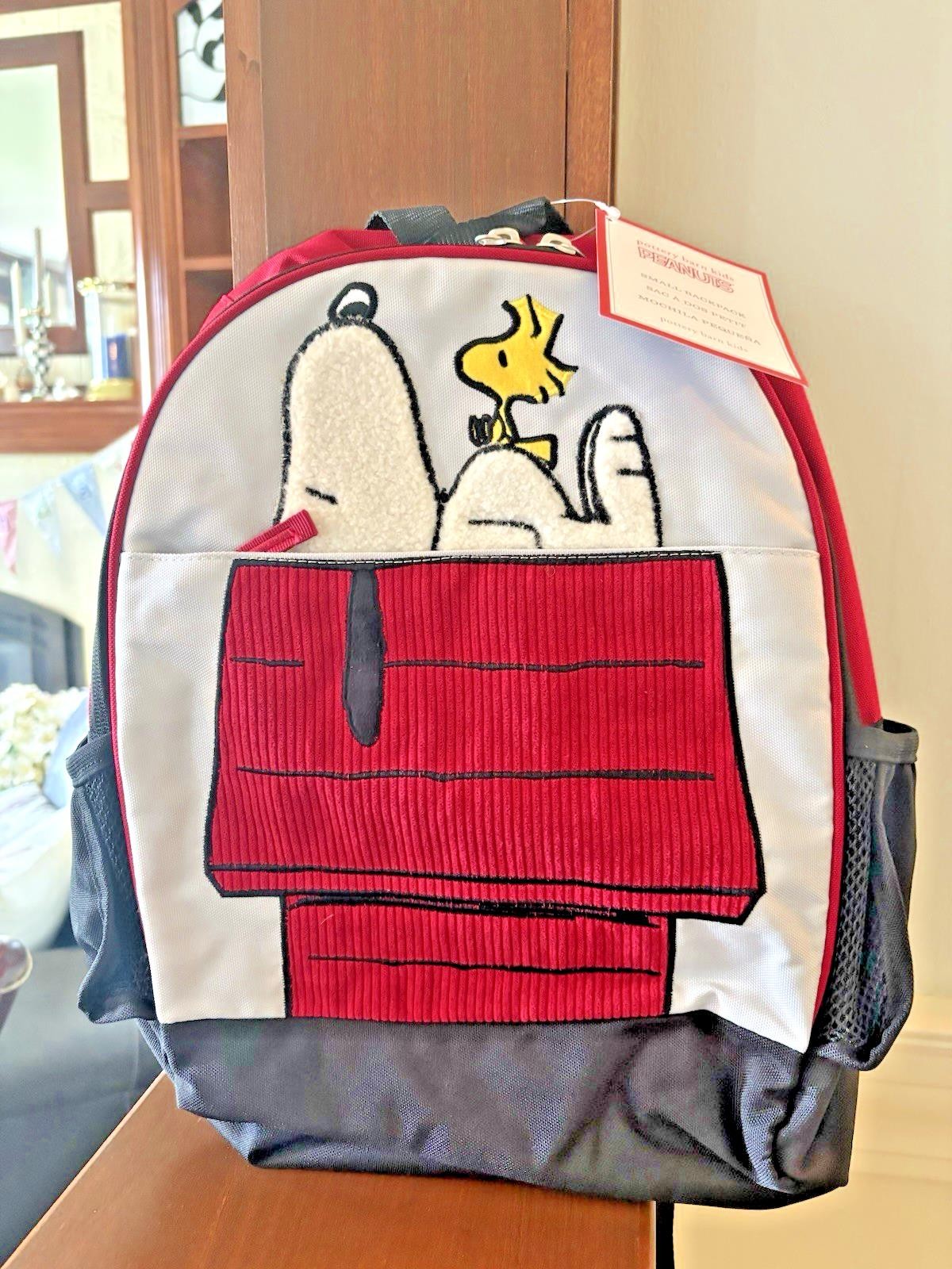School Pottery barn SNOOPY BACKPACK Travel BAG Peanuts holiday gift kids NEW .