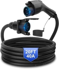 EV Charger Extension Cable Extension Cord 40A 20ft J1772 Level 1 / Level 2