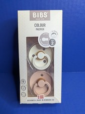 Bibs Round Colour Pacifier Nipple 2 Pack Set 0-6 Months Size 1 Ivory Blush NEW