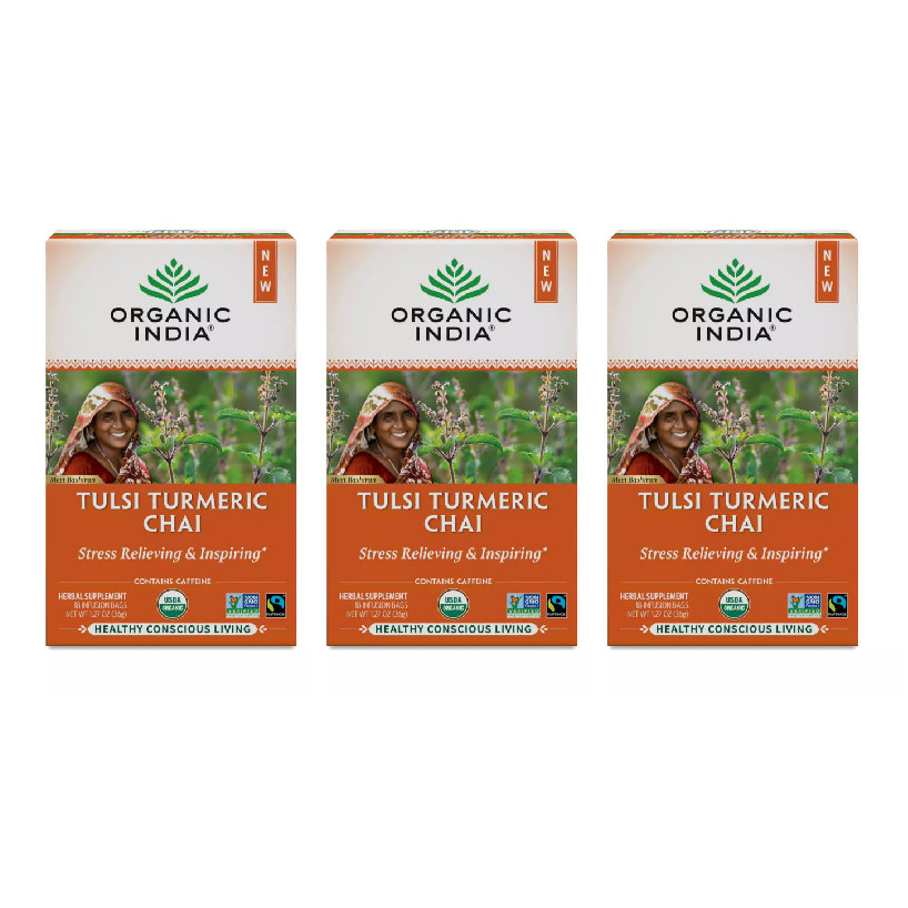 Organic India Tulsi Tumeric Chai 18 count (pack of 3)