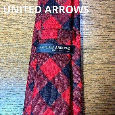 United Arrows Karierte Wollkrawatte Rot/Schwarz Top Gebraucht
