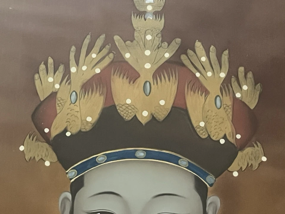 Vintage Chinese Empress Xiaozhaoren Reverse Glass Painting Qing Dynasty Art - Image 4 of 4