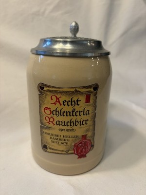 Aecht Schlenkerla Rauchbier Stein .5ml with Pewter Lid From Bamberg, Germany