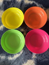 Vintage Tupperware Cereal Bowls Classic 2c Neon Pink Green Orange Yellow 155 NOS