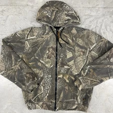 Vintage Berne Camo Full Zip Lined Hoodie Size Medium Y2K 90s Tree