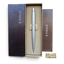 Parker Jotter Stainless Steel Brass Threads Parker Logo Top NOS
