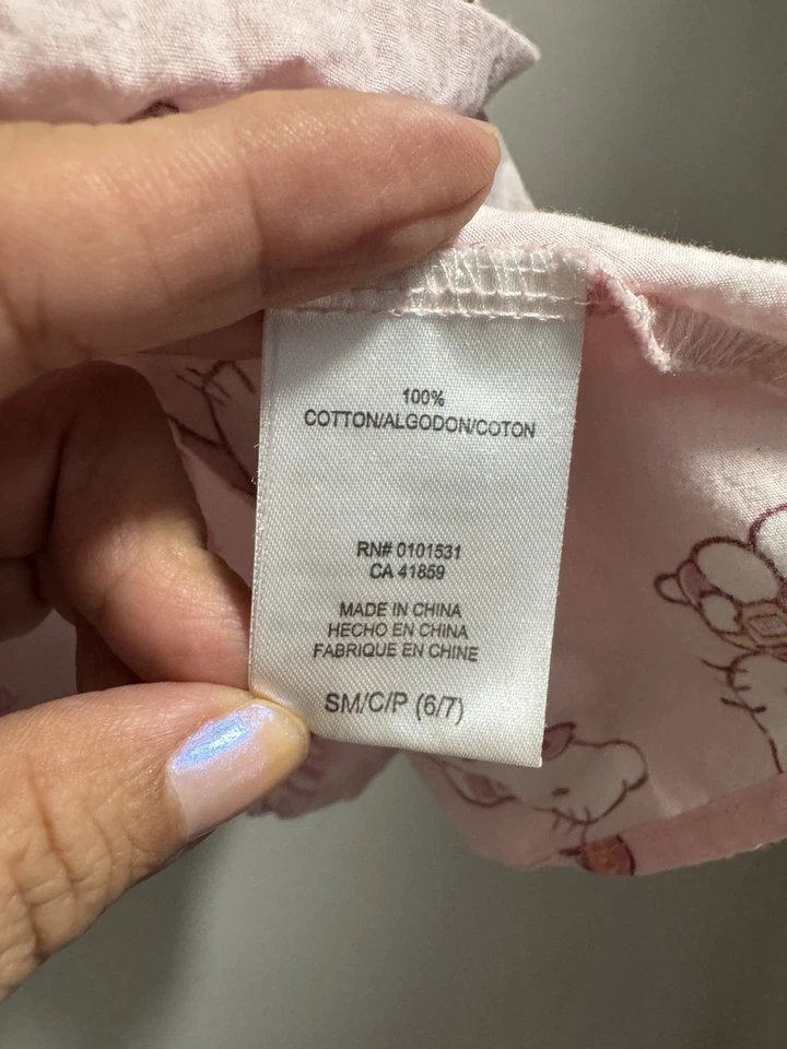 Hello Kitty хлопок короткий рукав со сборками платье розовый AOP девочек размер маленький 6/7 - Изображение 3 из 4