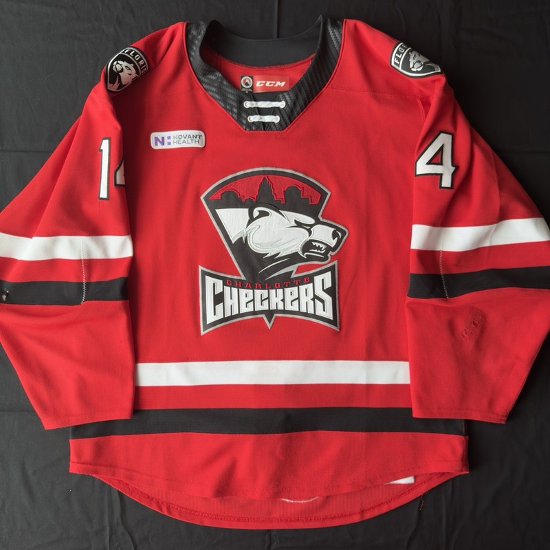 Game Worn Used Charlotte Checkers Grigori Denisenko Jersey AHL COA NHL Panthers