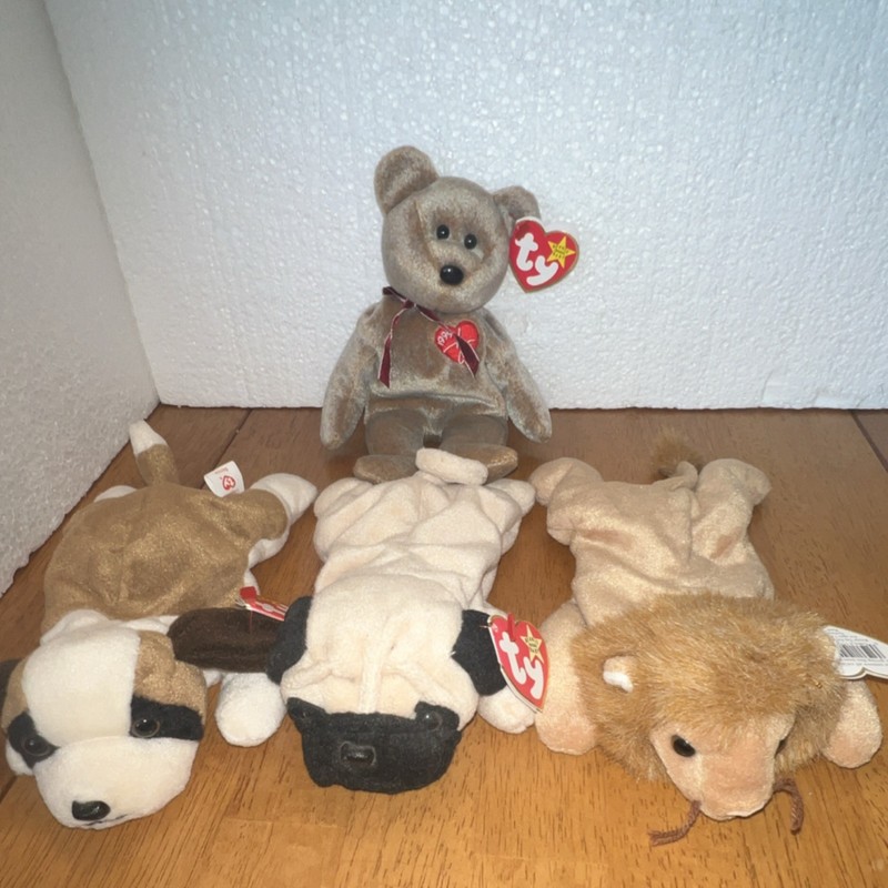 Ty Teenie Beanies Bear Dog Lion Plush Lot 3-7 Years Age Level 3-4 4-7
