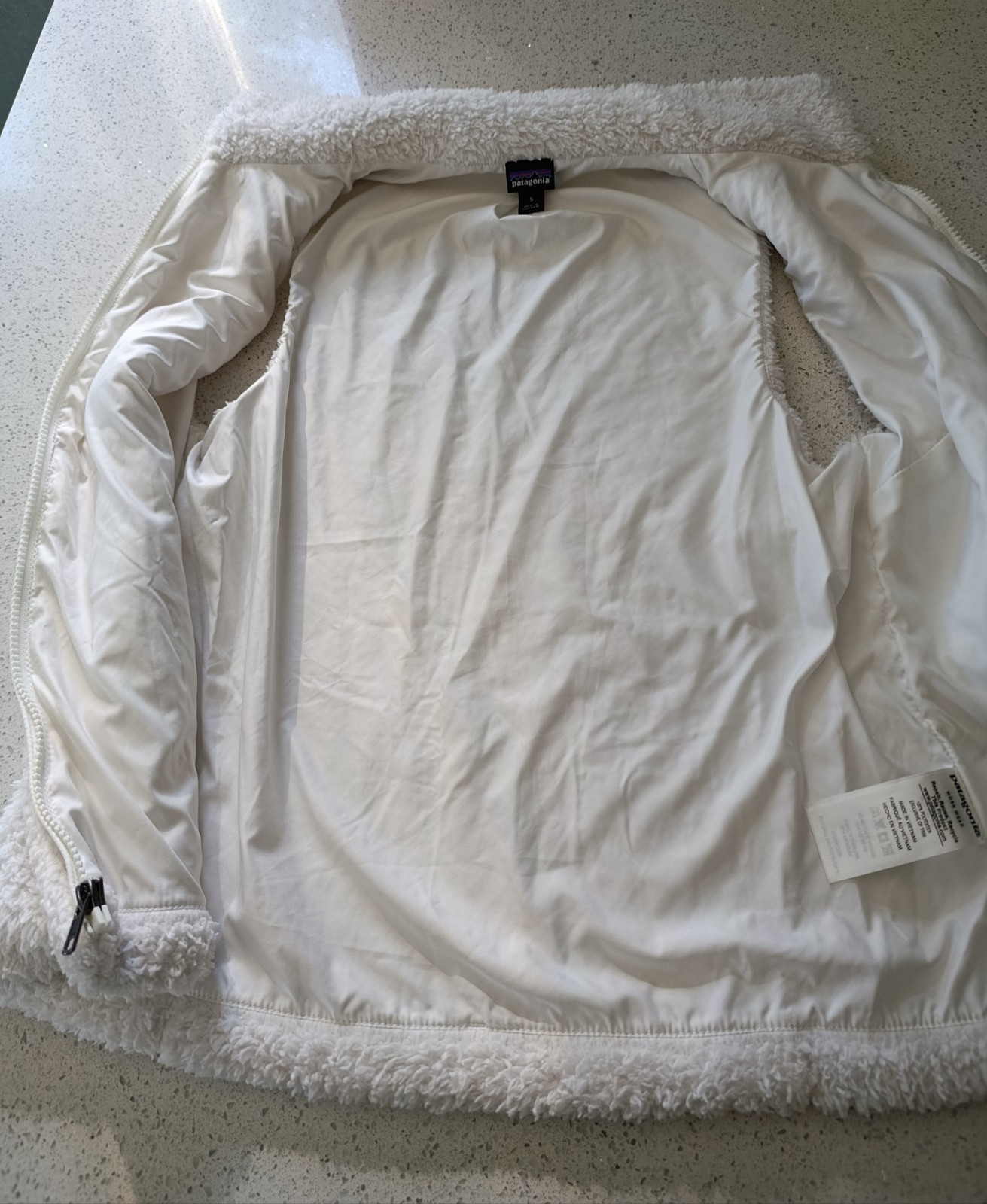 Women's Patagonia Vest Los Gatos size S white Furry Full Zip Fleece pile cozy thumbnail 13