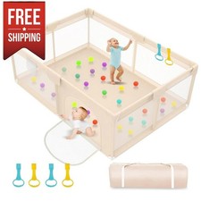 Extra Large Baby Playpen 71x59 Soft Mesh Gate Indoor/Outdoor for Baby/Toddler
