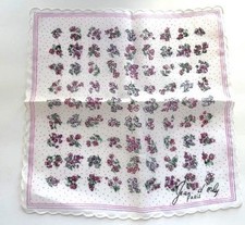 VINTAGE HANKY JEAN D ORLY PARIS PINK GREEN FLORAL PRINTS NEW W/O TAG COTTON