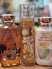 Bath & Body Works Golden Sunflower Body Mist Shower Gel & Body Lotion Set of 3