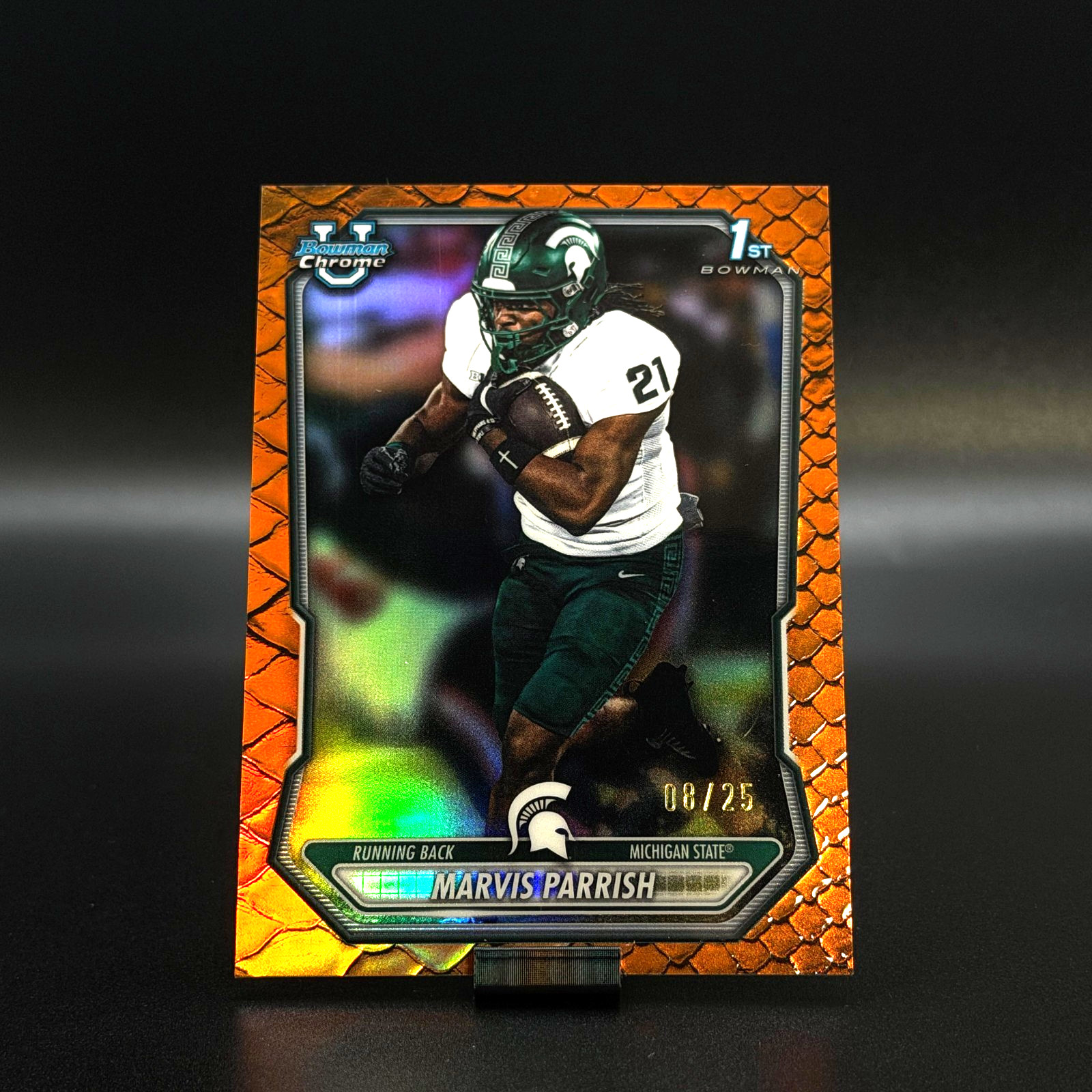 2026 Bowman Chrome 1st - Marvis Parrish Texas #BCP-187 Orange Reptilian /25