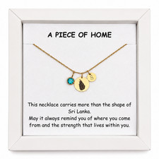 Sri Lanka Necklace Personalized Letter Birthstone Gift for Her Daughter Mom