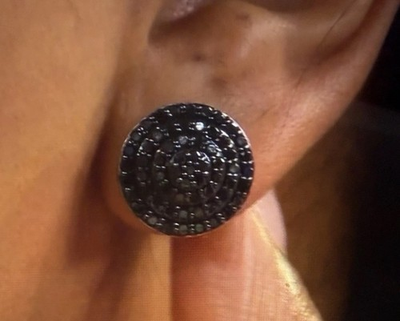 #ad Colleen Lopez Pave Black Diamond Sterling Silver Stud Earrings 1CTW HSN NWT $41.99