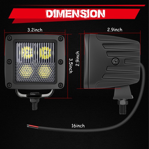 2Pc 3" Cree LED Work Light Cube Pods OffRoad Driving Combo Reverse Truck 4WD ATV - 第 5/14 張圖片