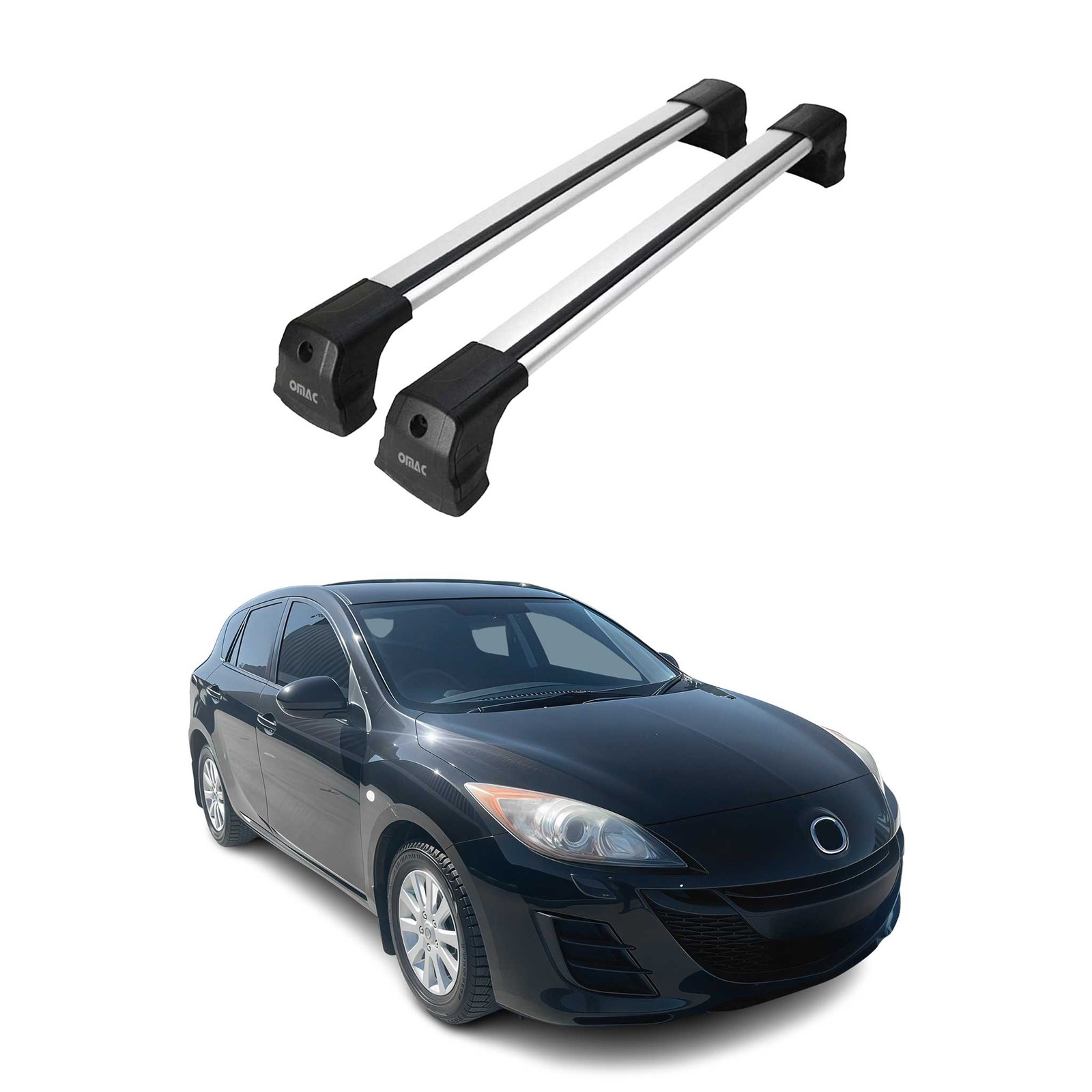 Barre de toit Mazda 3 gris alu pour coffre et vélos de 2004 à 2009