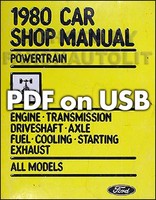 1980 Ford Lincoln Mercury Werkstatt-Handbuch Set (Service & Reparatur) Auf USB