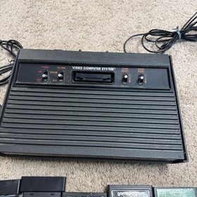 Atari 2600 Black 4 Switch Console, Games Joysticks-UNTESTED