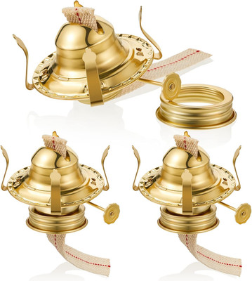 Hortsun 3 Pcs Oil Lamp Parts Burner Kerosene Brass Plated #2 Oil Lamp Chimney Ho