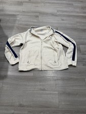 VTG Cuffy?s Cape Cod MA Jacket Mens XL Cream Full Zip Sweatshirt Navy Stripe USA