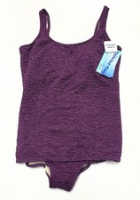 NEW Penbrooke Krinkle Eggplant One-Piece Swimsuit Tummy Control