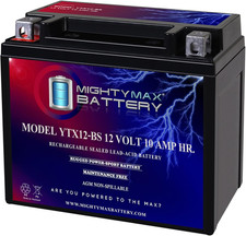YTX12-BS -12 Volt 10 AH, 180 CCA, Rechargeable Maintenance Free SLA AGM Motorcyc
