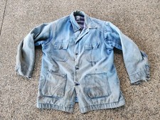 Vtg JC Penny Big Mac Denim Chore Jacket Men's XL Blue Blanket Lined Distressed