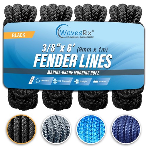 Premium Fender Line - 4 Pack | Double Braided Nylon Boat Lines and Ropes for ...