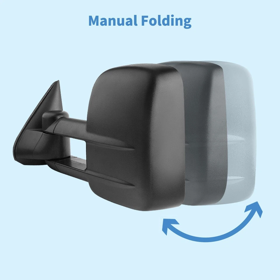 Par de espejos retrovisores laterales manuales de remolque para Chevy GMC C/K 1500 2500 3500 1988-1998 Foto 3 de 4