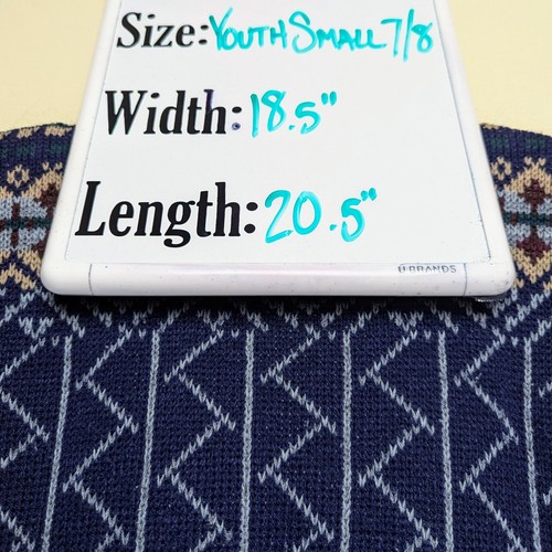 Vintage 90s Atlantique Kids Patterned Knit Ski Winter Sweater Youth Size Small - Picture 6 of 8