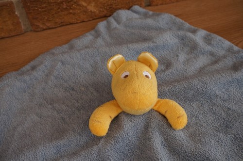 SECURITY Blanket Winnie the Pooh Blue TIGGER Gold Orange Yellow Satin Lovey Toy - Picture 3 of 11