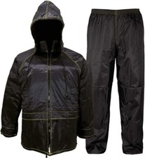Tuta Completo Antipioggia Antivento Impermeabile Giacca e Pantalone Nero Taglia