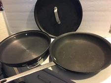 Calphalon Skillet 12" Commercial Aluminum Sauté skillet flying Pan paella w/lid