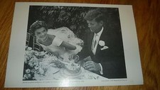 Vintage Card "JACKIE & JOHN KENNEDY SIT DOWN AT THEIR BRIDAL MEAL" Made in USA