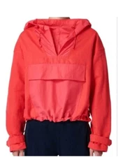 Sweaty Betty Nomad Pullover Jacket Tulip Red/Pink Grapefruit Windbreaker Sz 4