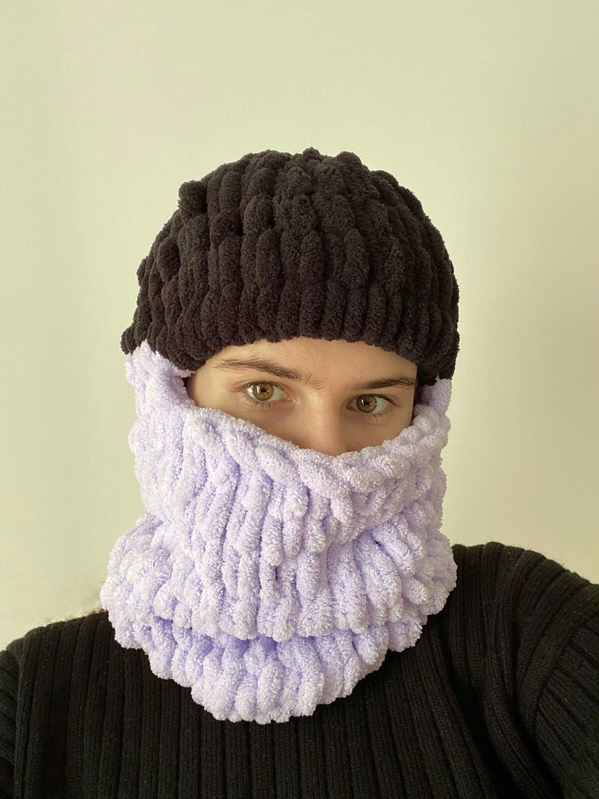 Handmade Plush Knitted Balaclava Ski Mask Bunny Rabbit Style Tiktok