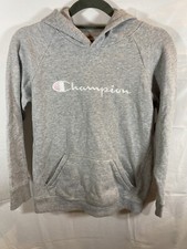 Champion Sweater Boys Large Gray Pullover Logo Hooded Sweatshirt Kids Youth