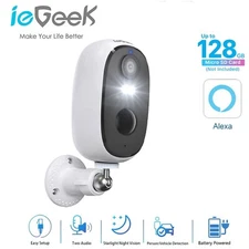 ieGeek Outdoor Wireless Security Camera 2K Home WiFi Battery CCTV System Alexa