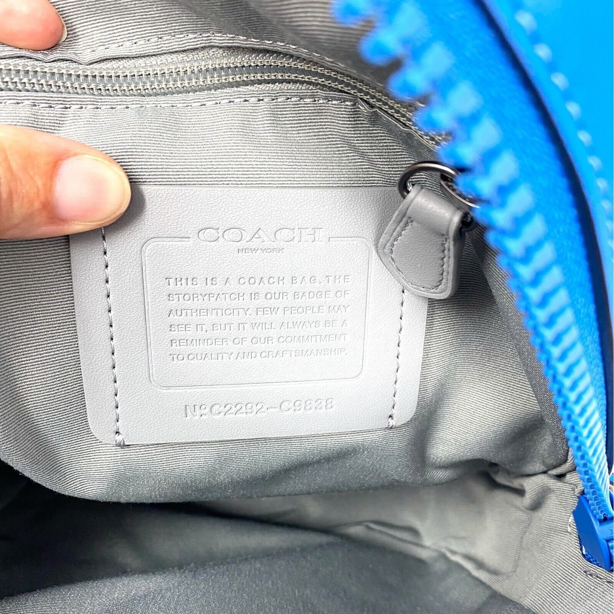 Coach Track Pack Crossbody Bag Signature Canvas Bright Blue C9838