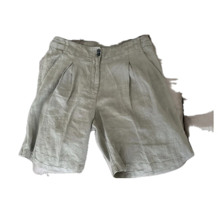120% Lino Military Green Women’s Linen Bermuda Shorts. Size M. MSRP $275