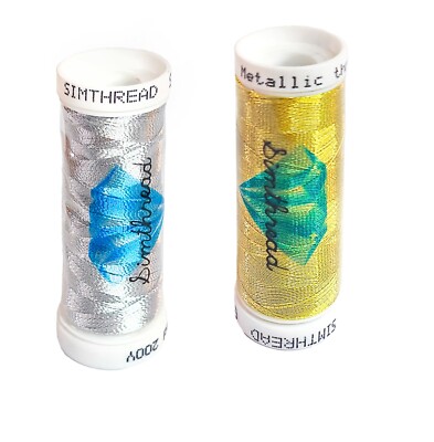 180m/200yds Gold & Silber Metallic Maschinenstickgarne - Simthread